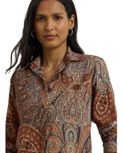Women Lauren Ralph Lauren Classic Fit Paisley Crepe Shirt