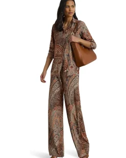 Women Lauren Ralph Lauren Classic Fit Paisley Crepe Shirt