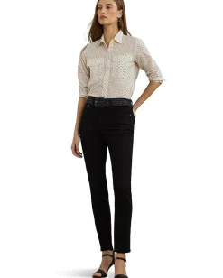 Lauren Ralph Lauren Classic Fit Polka-dot Cotton Voile Shirt Cream/Black Discount