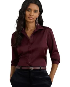Women Lauren Ralph Lauren Classic Fit Satin Charmeuse Shirt