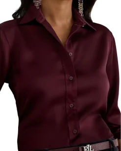 Women Lauren Ralph Lauren Classic Fit Satin Charmeuse Shirt