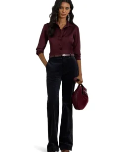 Women Lauren Ralph Lauren Classic Fit Satin Charmeuse Shirt