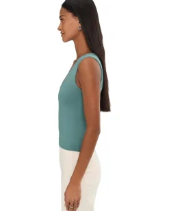 Free People Clean Lines Muscle Cami Mineral Blue Outlet