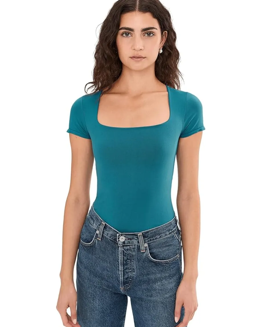 Free People Clean Lines Sunfade Baby Tee Still Sea Sale