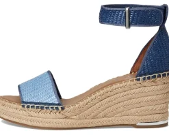 Franco Sarto Clemens Raffia Espadrille Wedge Heel Sandals Denim Blue Raffia Best