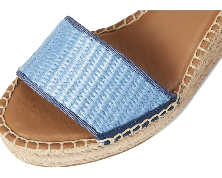 Franco Sarto Clemens Raffia Espadrille Wedge Heel Sandals Denim Blue Raffia Best