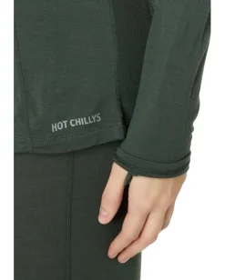 Hot Chillys Clima-Wool Zip-T Od Green/Grey Heather New