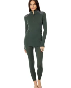 Hot Chillys Clima-Wool Zip-T Od Green/Grey Heather New