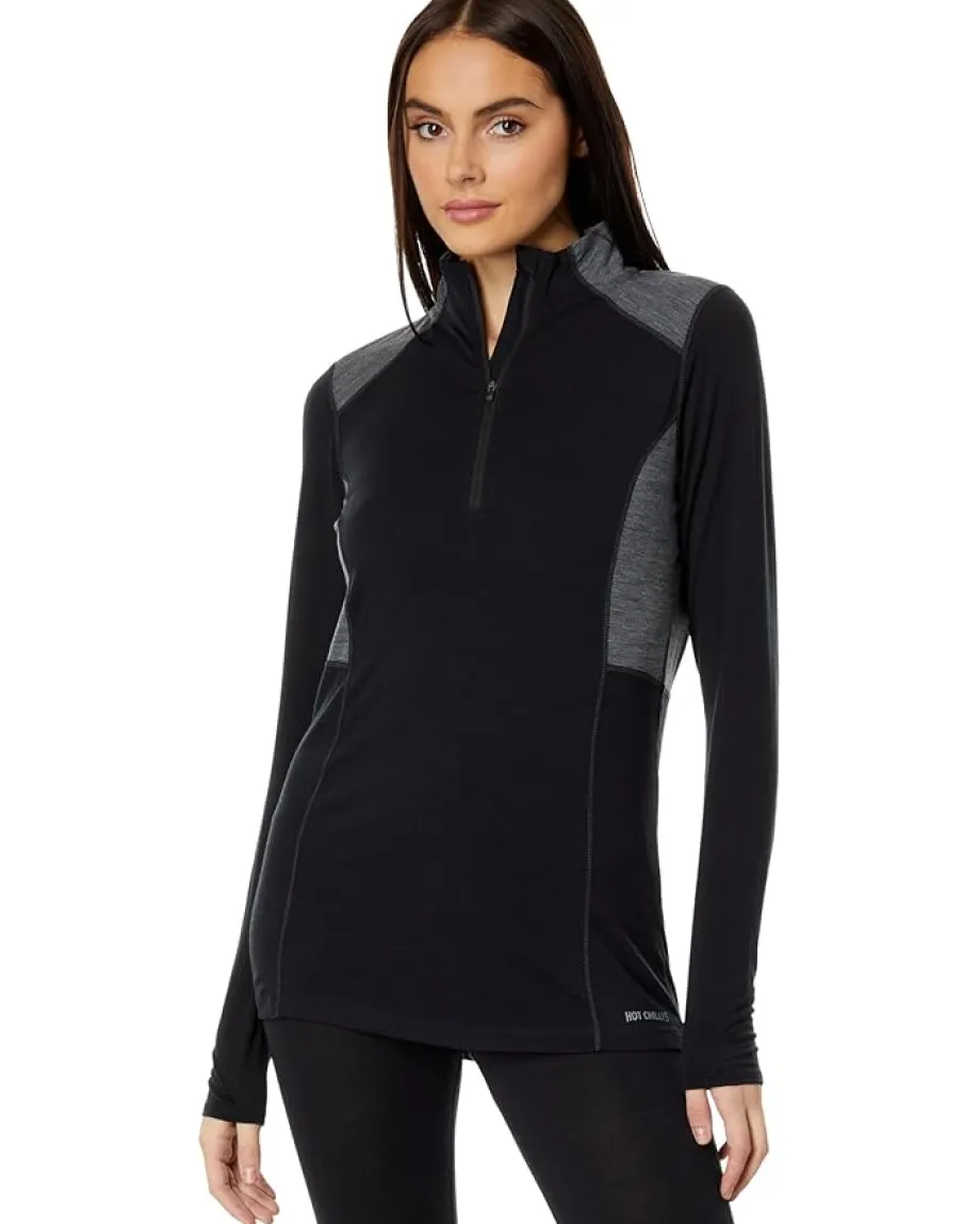 Hot Chillys Clima-Wool Zip-T Black/Grey Online
