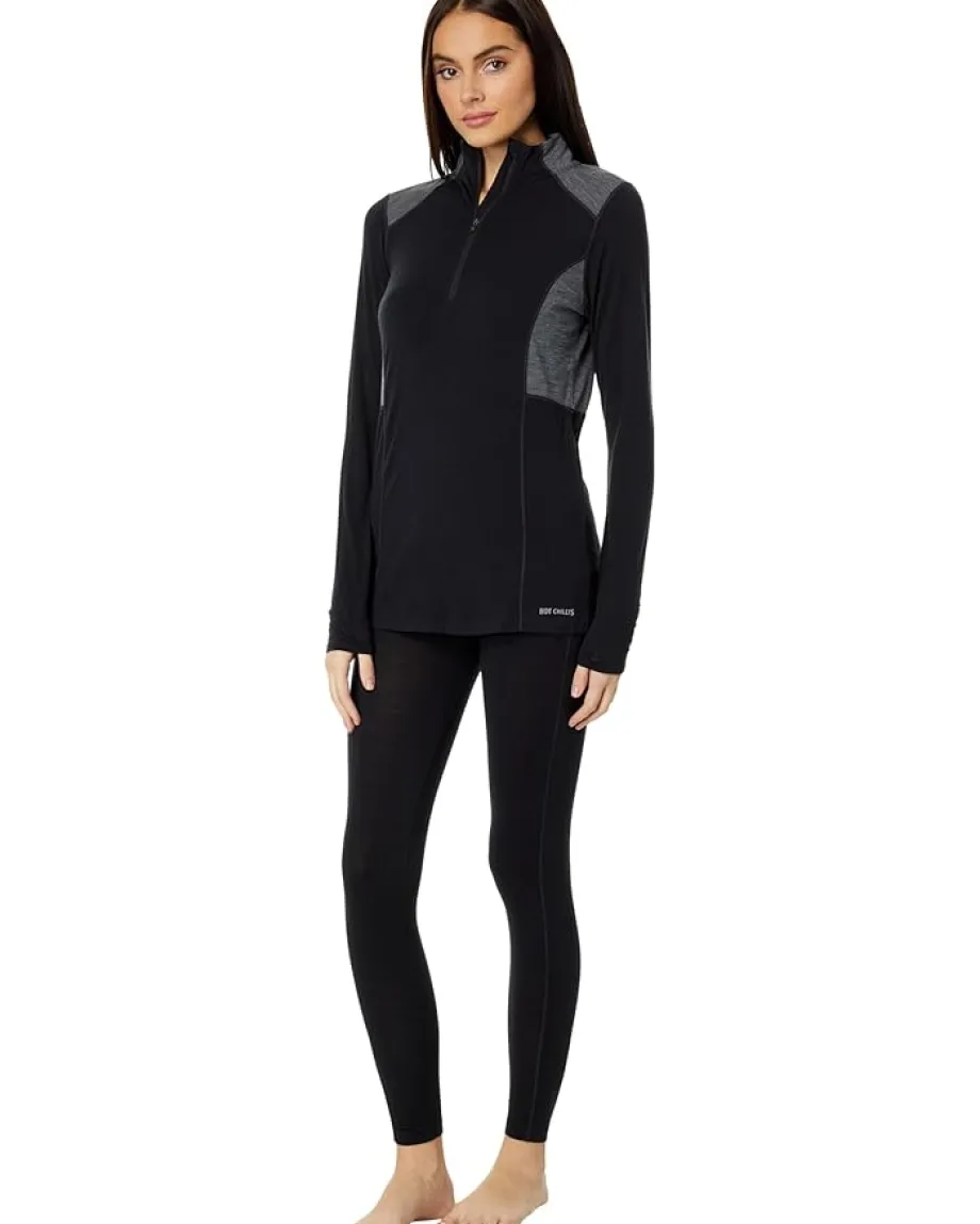 Hot Chillys Clima-Wool Zip-T Black/Grey Online