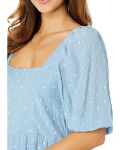 Women MOON RIVER Clip Dot Midi Tiered Dress