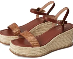 Cole Haan Cloudfeel Keeton Espadrille Flatforms Tan Raffia/Dark Cuoio Leather Online