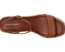 Cole Haan Cloudfeel Keeton Espadrille Flatforms Tan Raffia/Dark Cuoio Leather Online