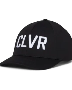 Black Clover CLVR 2 Hat Black Hat/White Chain Stitch Embroidery