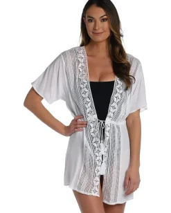 La Blanca Coastal Covers Open Front Kimono White
