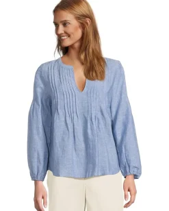Tommy Bahama Coastalina Pintuck Peasant Top Buccaneer Blue