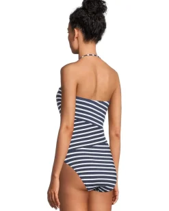 Tommy Bahama Coastline Stripe Bandeau 1Pc Mare Navy Discount
