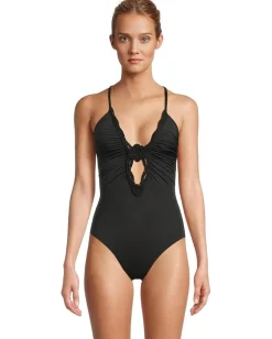 Women BECCA Colette Clare Crochet Flower Plunge One Piece