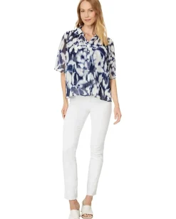 Women Vince Camuto Collard Short Slv Blouse W Shirt