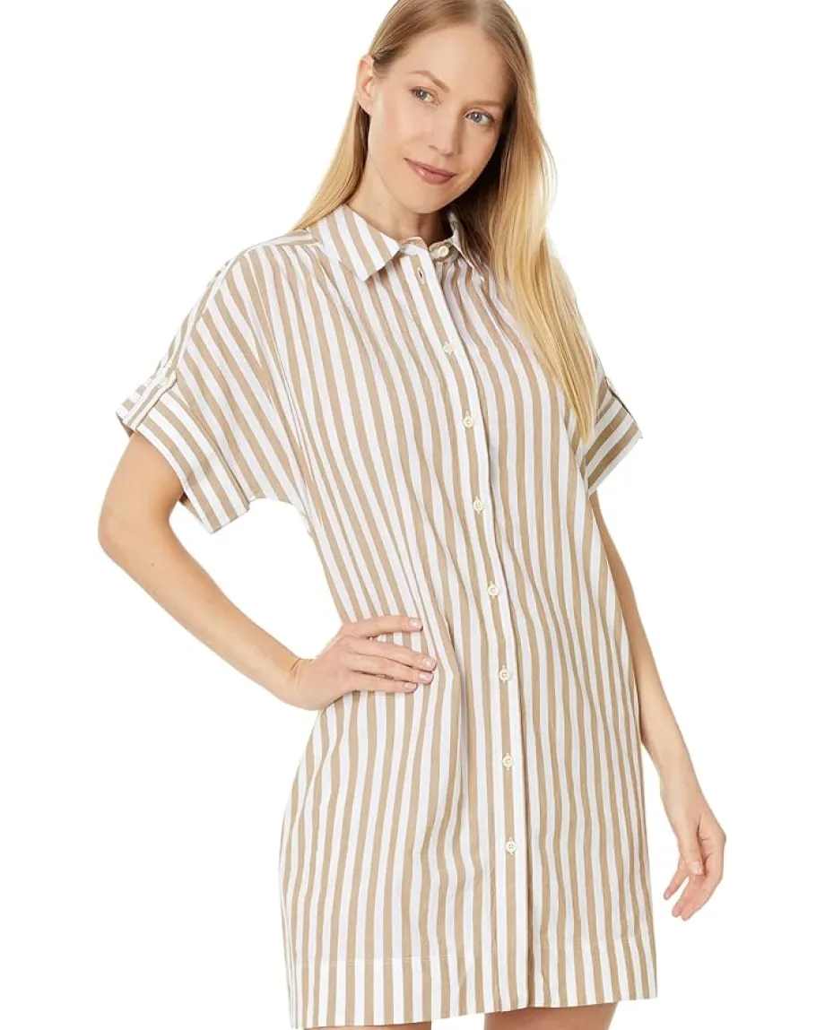 Women Madewell Collared Button-Front Mini Shirtdress in Stripe