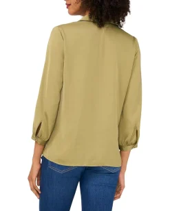 Women Vince Camuto Collared V-Neck Long Sleeve Blouse