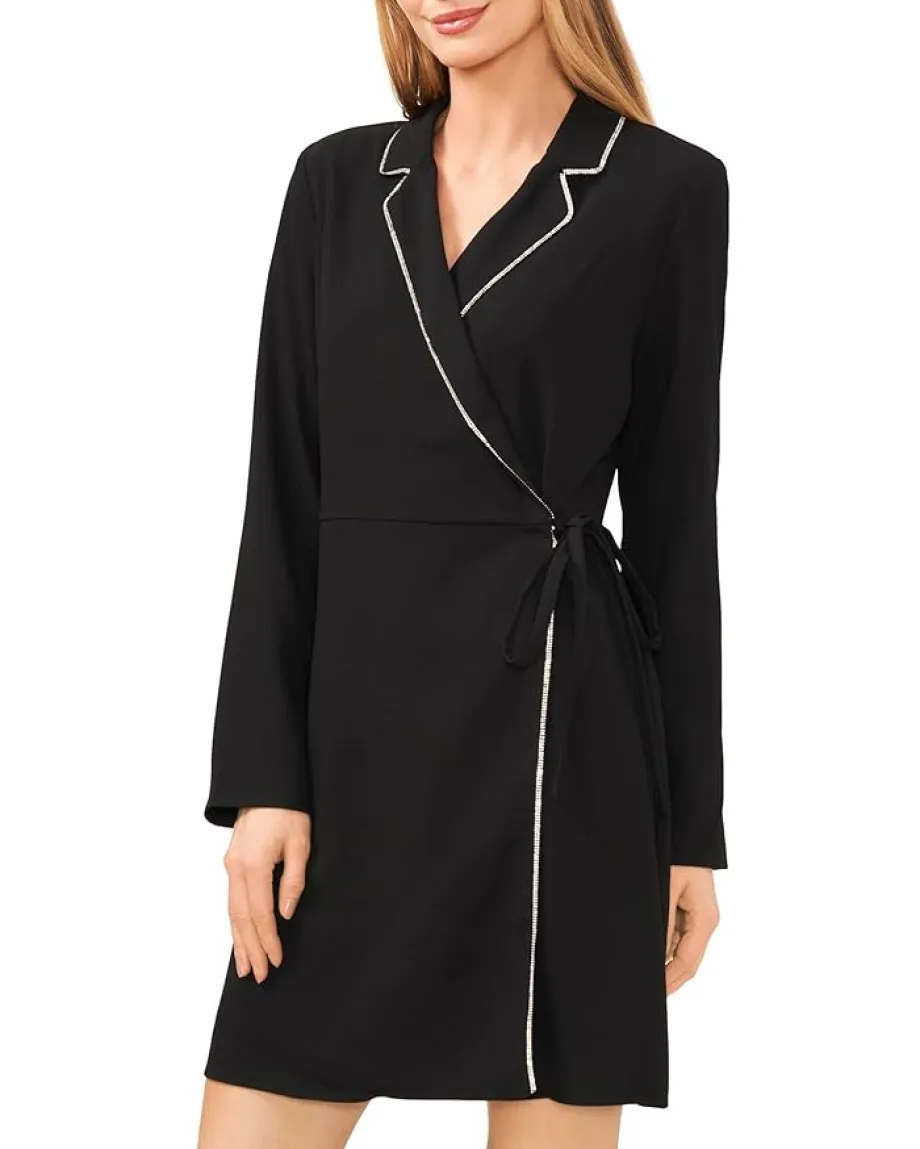 CeCe Collared Wrap Dress Rich Black Best