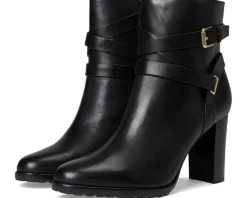 Lauren Ralph Lauren Collins Burnished Leather Bootie Heel Black Best