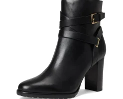 Lauren Ralph Lauren Collins Burnished Leather Bootie Heel Black Best