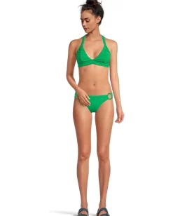 BECCA Color Code Mira Rouched Halter Top Emerald New