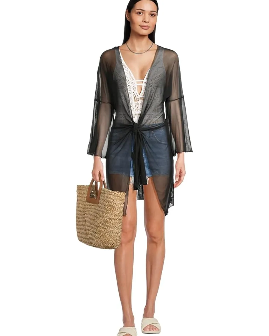 BECCA Color Play Crochet Plunge One Piece White 1 Clearance