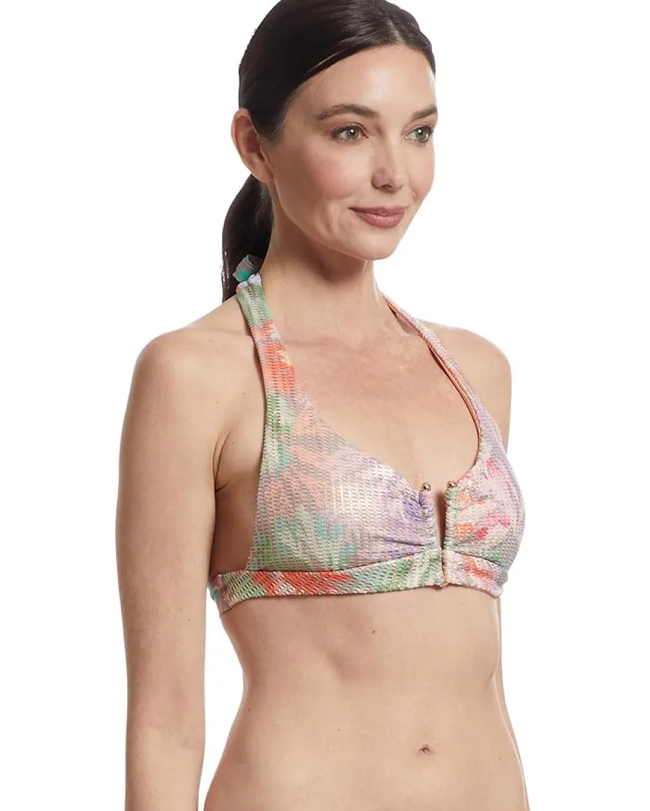 Women BECCA Coral Reef Viviana Wide Band Halter Top