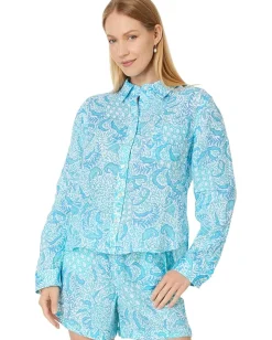 Lilly Pulitzer Coralynn Button-Down Resort White Goombay Grooves Discount