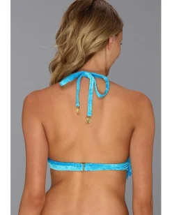 Luli Fama Cosquillitas Underwire Top w/ Fringe Turquoise Sale