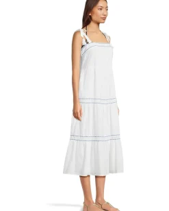 Women Tommy Bahama Cotton Clip Sq Neck Tiered Midi