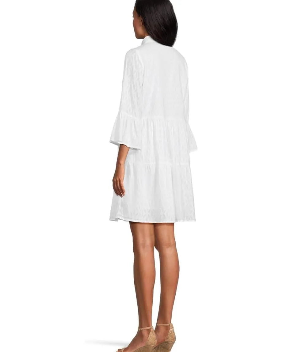 Tommy Bahama Cotton Clip Tiered Shirt Dress White Discount