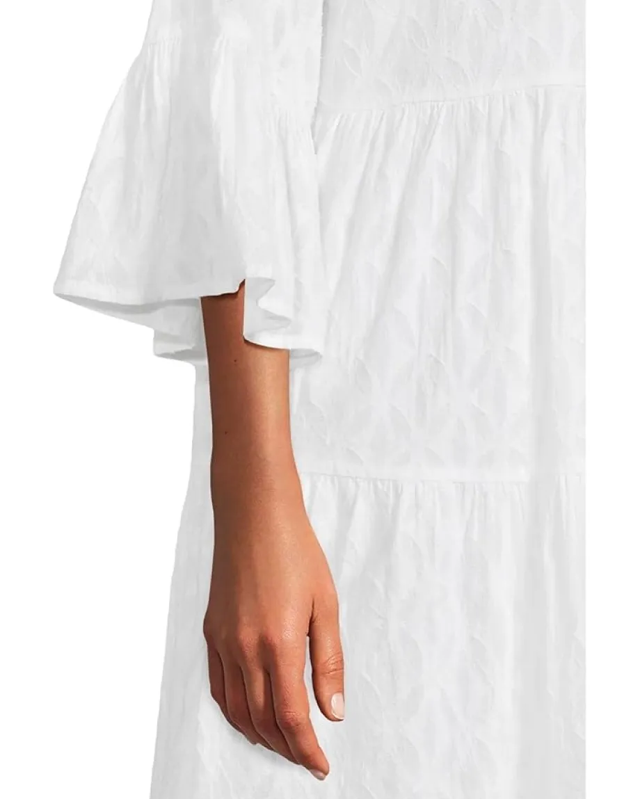 Tommy Bahama Cotton Clip Tiered Shirt Dress White Discount
