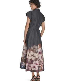 Women Calvin Klein Cotton Floral Border Midi