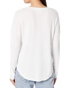 Mod-o-doc Cotton Modal Thermal Long Sleeve V-Neck Tunic White
