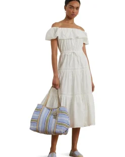 Women Lauren Ralph Lauren Cotton Off-the-shoulder Tiered Dress