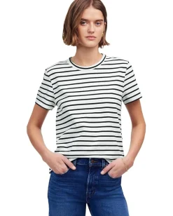 Madewell Cotton Perfect Crewneck Tee Stripe White Best