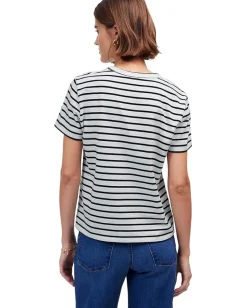 Madewell Cotton Perfect Crewneck Tee Stripe White Best