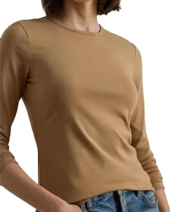 Lauren Ralph Lauren Cotton-Blend Long-Sleeve Top Classic Camel
