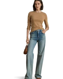 Lauren Ralph Lauren Cotton-Blend Long-Sleeve Top Classic Camel