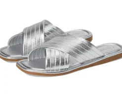 Seychelles Courage Metallic Leather Slide Sandal Silver Best
