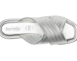 Seychelles Courage Metallic Leather Slide Sandal Silver Best