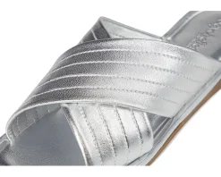 Seychelles Courage Metallic Leather Slide Sandal Silver Best