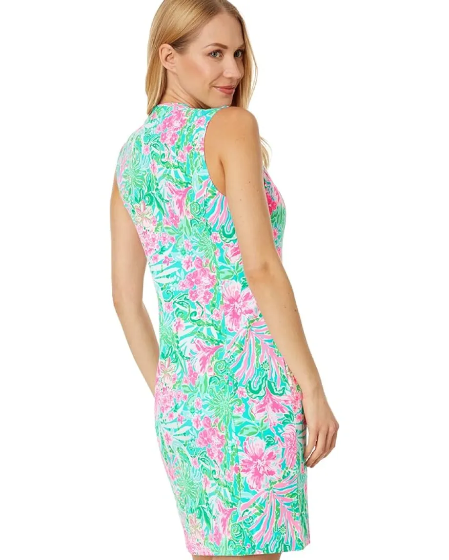 Lilly Pulitzer Courtney Dress UPF 50+ Amalfi Blue Leaf It Wild Engineered Golf Clearance