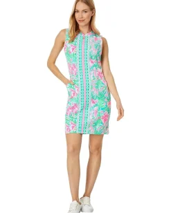 Lilly Pulitzer Courtney Dress UPF 50+ Amalfi Blue Leaf It Wild Engineered Golf Clearance