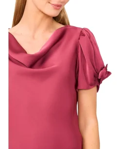 CeCe Cowl Neck Bubble Short Sleeve Top Fresh Berry Best