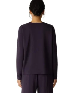 Eileen Fisher Cozy Brushed Terry Hug Crew Neck Top Aubergine Discount